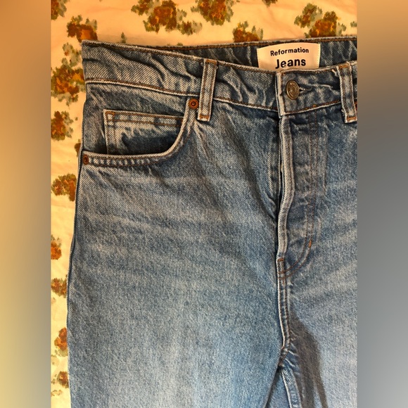 Reformation Cynthia High Rise Straight Jeans Button Fly Colorado Wash Size 26 - Picture 5 of 16